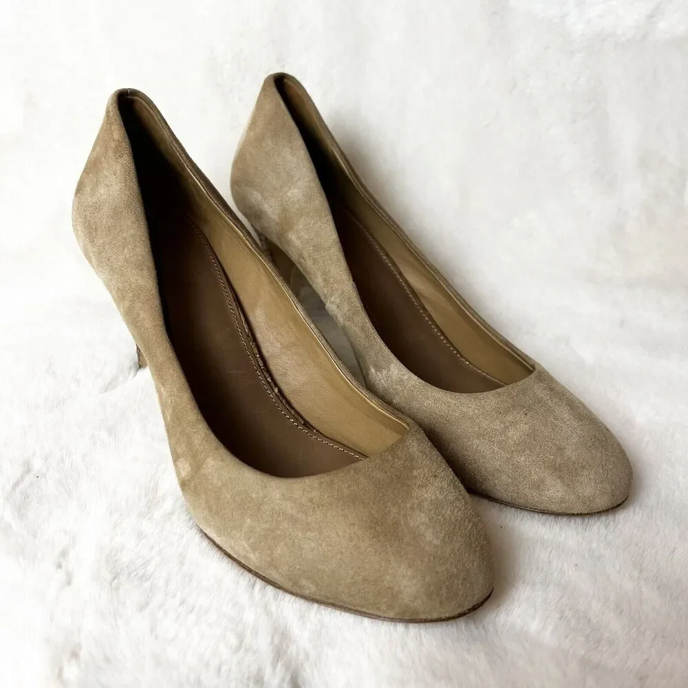 Tory Burch Tan Suede Pumps Snakeskin Stiletto Heels Women’s Sz 6M - Picture 3 of 9